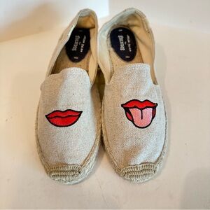 Jason Polan for Soludos Canvas Espadrille Lips and Tongue size 10